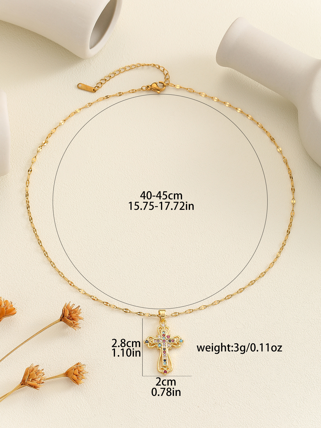 9g Weight Copper Pendant Material Rhinestones Inlay Material Pendant Necklace Classification Copper Chain Material 1 Piece Quantity Holiday, Daily Occasion Copper Material Cross Pattern Women's Gender Inlay Design Simple Style, Classic Style Style Copper Inlay Cross Rhinestones Pendant Necklace 11