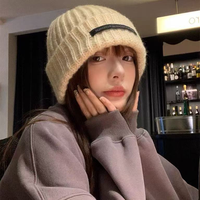 韩版ins可爱刺绣针织帽小狗毛线帽加厚保暖帽子女简约百搭显脸小|undefined