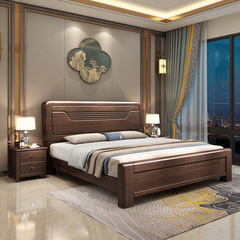 金絲檀木實木床1.8米雙人床1.5米單人床現代簡約主臥儲物床婚床