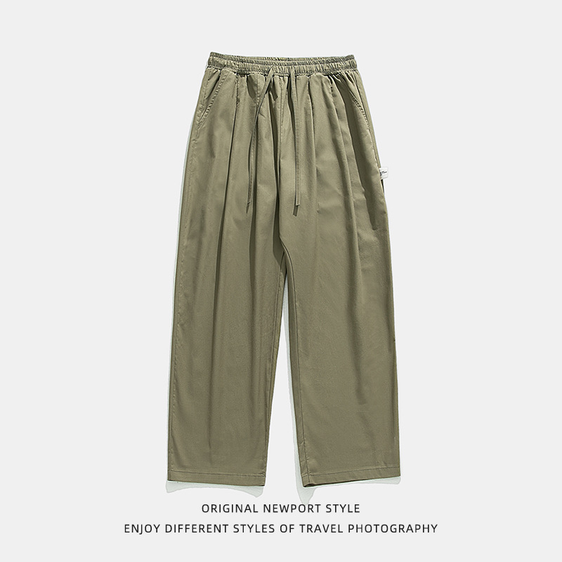 Hanlu Pantalones casuales rectos sueltos de algodón puro para hombres japoneses Pantalones de herramientas de diseño plisado al aire libre de primavera para hombres q