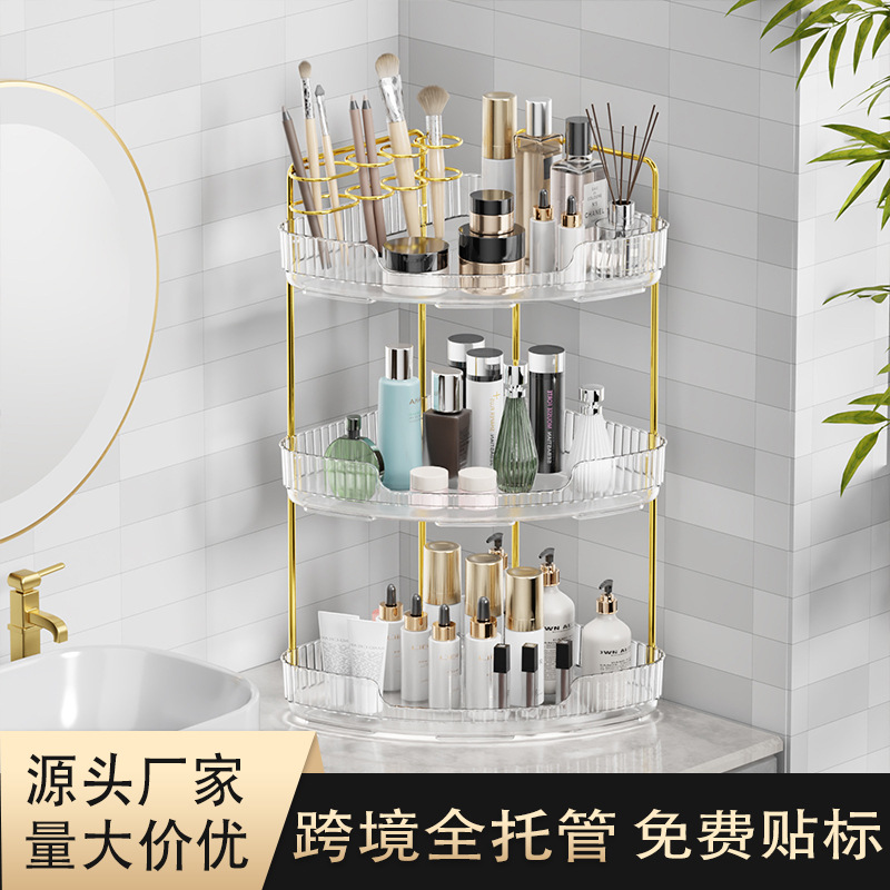 Multi-Layer Storage Rack Desktop Corner Multi-Functional Cosmetics Storage Rack Bathroom Toilet 3-Layer Corner Tower Storage Rack