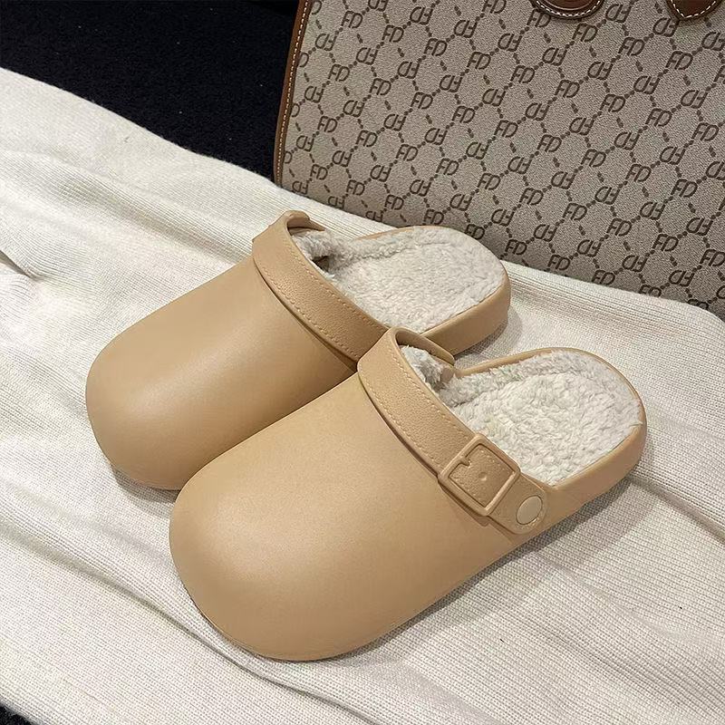 可拆卸防水棉拖鞋女款2025秋冬季新款加绒保暖室内外穿包头半拖鞋|undefined