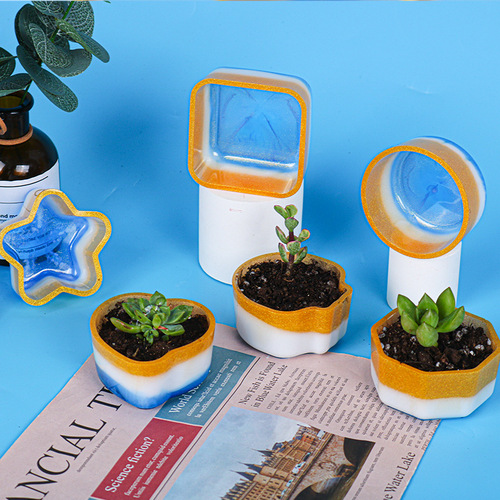 Bestone Dripping Resin Mold Plate Succulent Planter Silicone Mold Mirror Amazon Resin 9 Styles Hot Sale