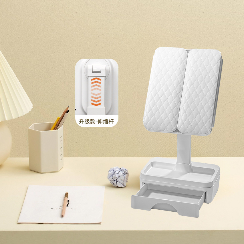 수납 업그레이드 모델, 둥근 모서리, 이중 개방형 다이아몬드 도어 리프트 및 충전 모델 [서랍 수납 포함] [화이트]