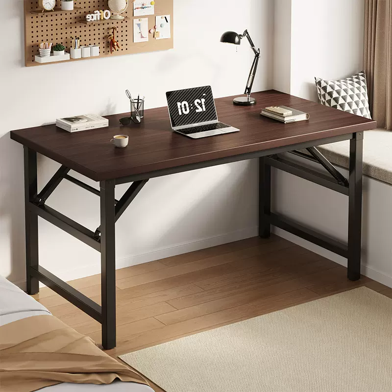 可折叠电脑台式桌卧室家用长条桌子简约现代办公桌学习书桌写字台