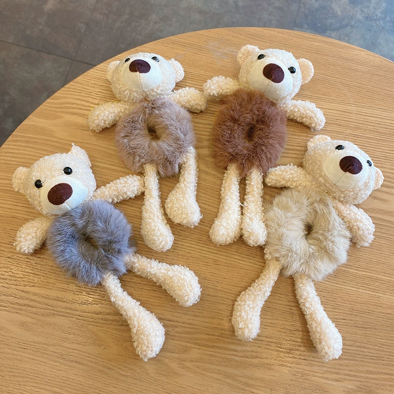 Plush hair rope, cute brand rabbit, hair accessory, with little bears, internet celebrity