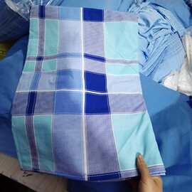 学生蓝绿格子床单纯棉被套枕套上下床三件套军训学校单人双人医J^