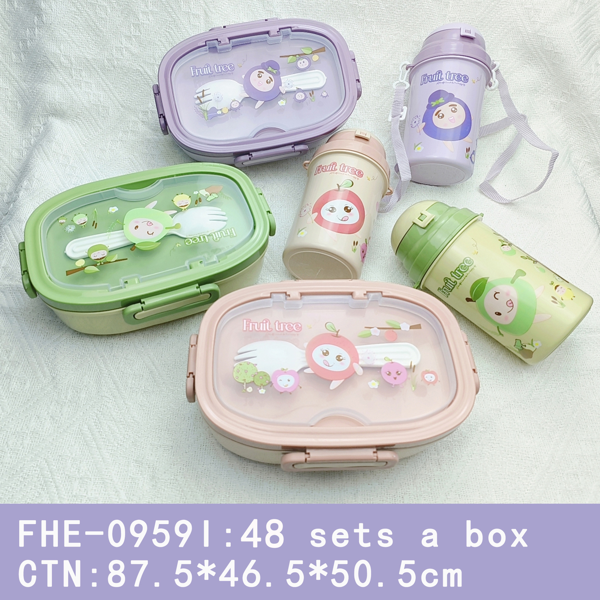 Juego de botella de agua de lonchera con forma de dibujos animados lindo para niños y estudiantes