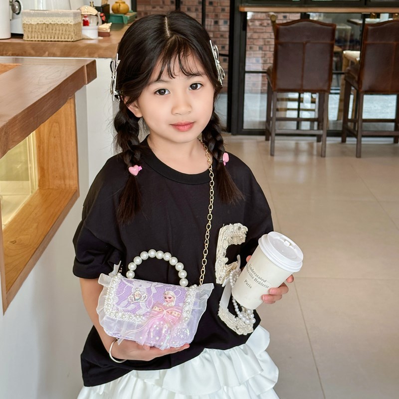 Nueva moda para niños bolso cuadrado bolso princesa de estilo extranjero bolso de cadena de flores para niñas bolso de hombro