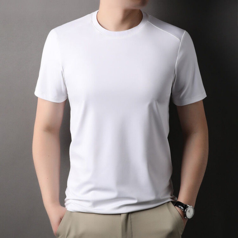 Silk summer solid thin breathable casual universal quick dry T-shirt…