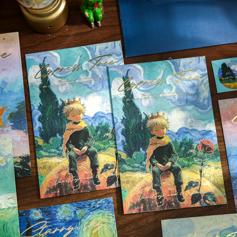 Mr. Paper Atmósfera Set de sobres Star Dream Art Museum Prince Theme Bendiciones escritas a mano membrete bronceado