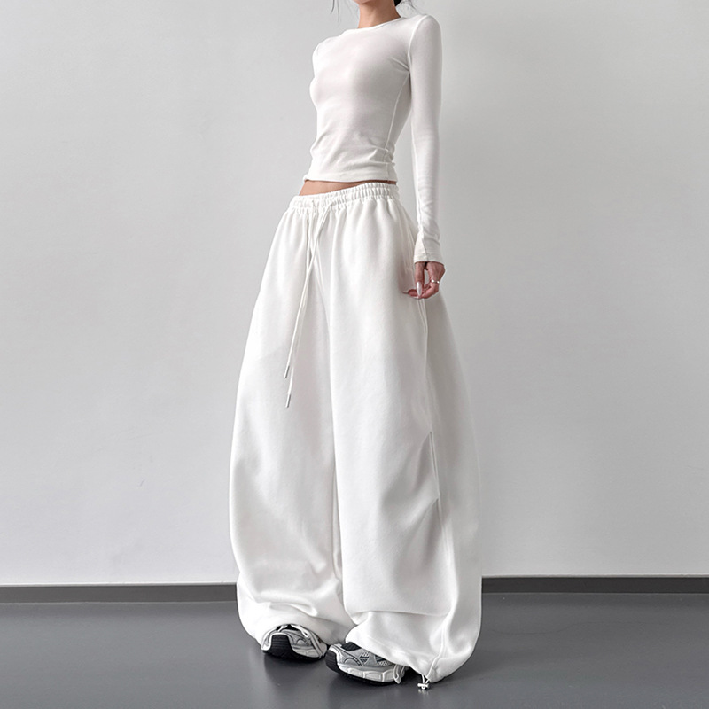 White Dance Sweatpants for Women 2025 New Spring and Autumn High-Waisted Slimming Wide-Leg Casual Jogger Pants Sweatpants White Dance Sweatpants for Women 2025 New Spring and Autumn High-Waisted Slimming Wide-Leg Casual Jogger Pants Sweatpants
