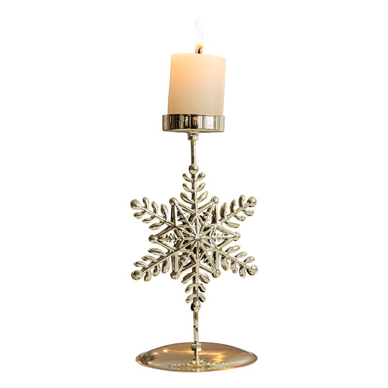 Nuevo portavelas navideño para escaparate, adorno dorado de hierro, decoración navideña, arreglo ambiental, bandeja para velas vintage.