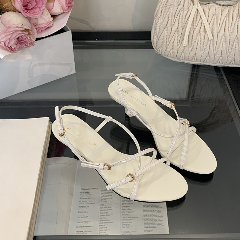 Women's 2026 Summer Commuter Solid Color Open Toed High Heels With Straightened Middle Heels_voghion.com
