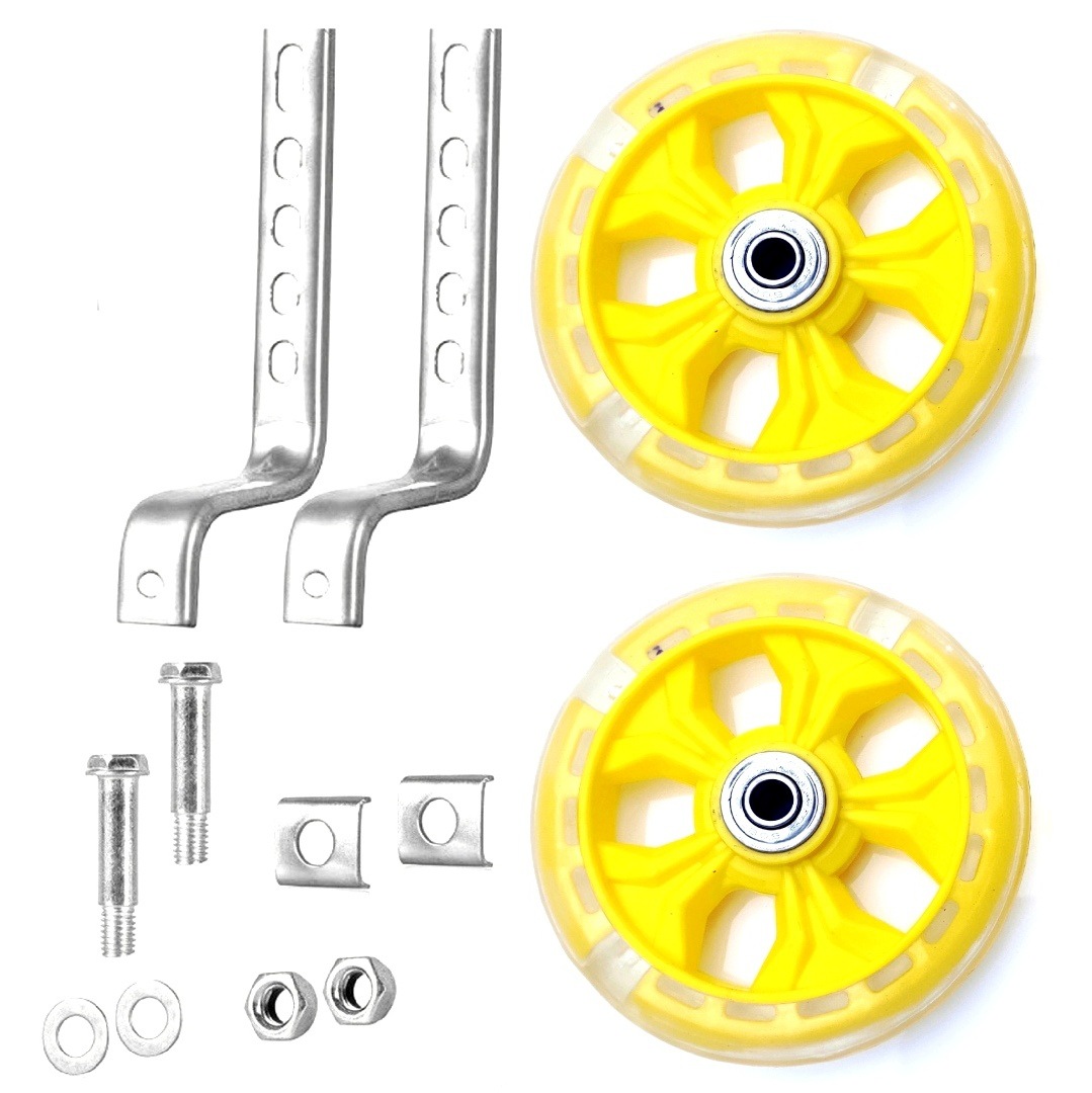 Ruedas auxiliares para bicicleta infantil – ajustables 12–20 pulgadas, silenciosas con luz