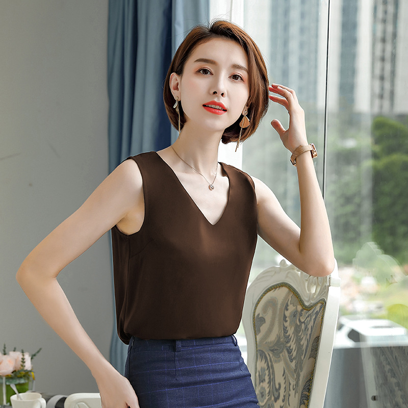 브라운 브이넥 조끼 원피스