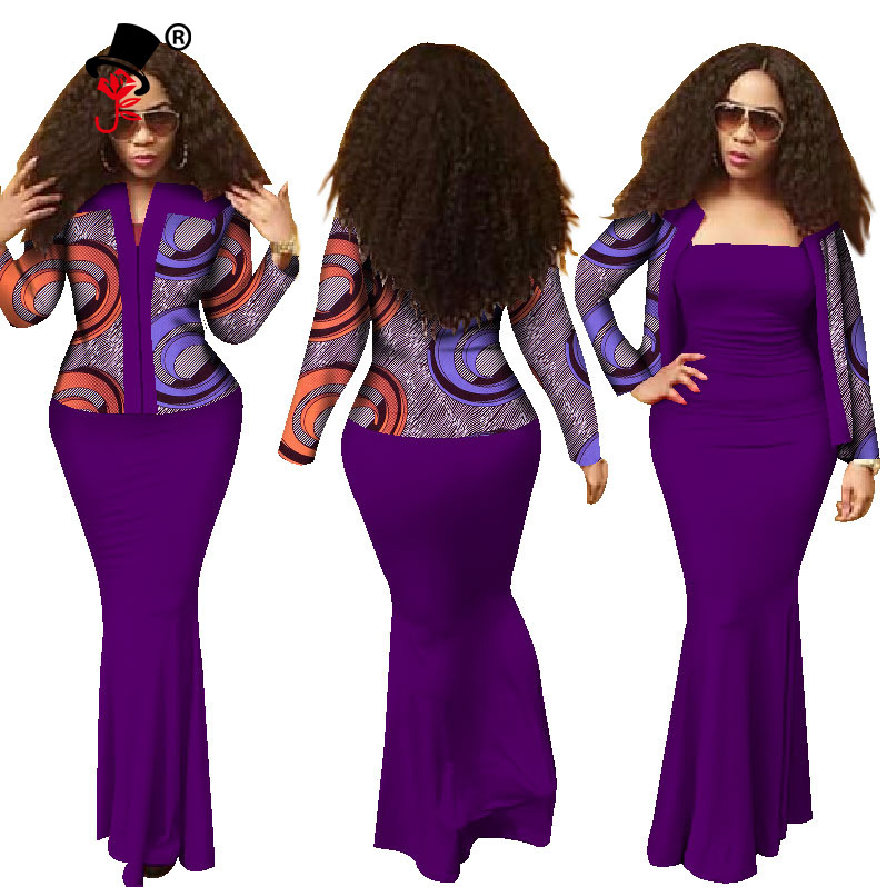 跨境货源非洲民族印花连衣裙包臀长裙套装吊带裙一件代发