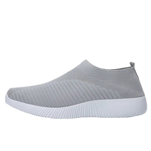 Breathable Women's Casual Flat Walking Shoes with Rainbow Sock Top, Lightweight and Comfortable, Wholesale Single Shoes with Flyknit Mesh