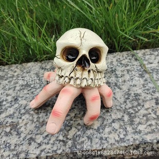 Cross-border New Skull Finger Resin Ornaments Red Robe Fun Funny Garden Home Decoration Outdoor