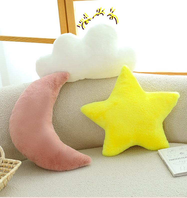 Ins-Style Nordic Home Cloud Pillow, Girly Gift, Star and Moon Bay Window Doll Cushion, Nap Pillow