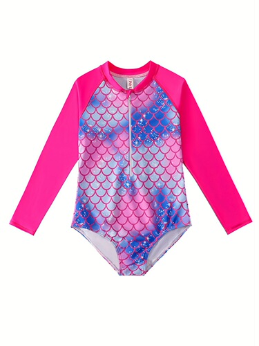 Girls' Swimsuits One Piece Rash Guard Bathing Suit Long