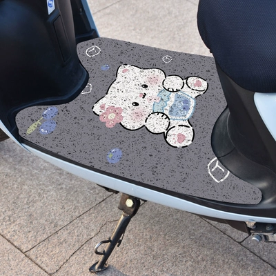Electric vehicle foot mat — Mat Waterproof - 581d-milk-tea-kitten-width-50length-70cm-rectangular-self-cut-silk-circle-free-velcro