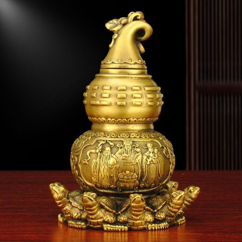 天医葫芦铜开盖八卦天医葫芦九龟阵摆件家用祝福装饰礼物