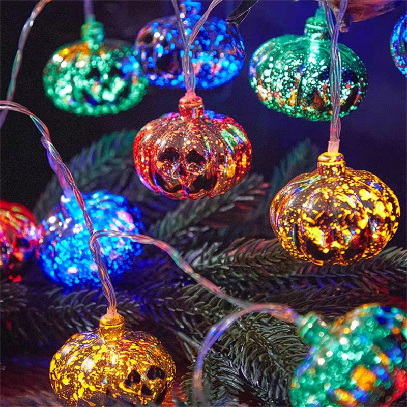 Halloween LED decoración lámpara de color lámpara galvanizado calabaza lámpara de decoración de la casa encantada
