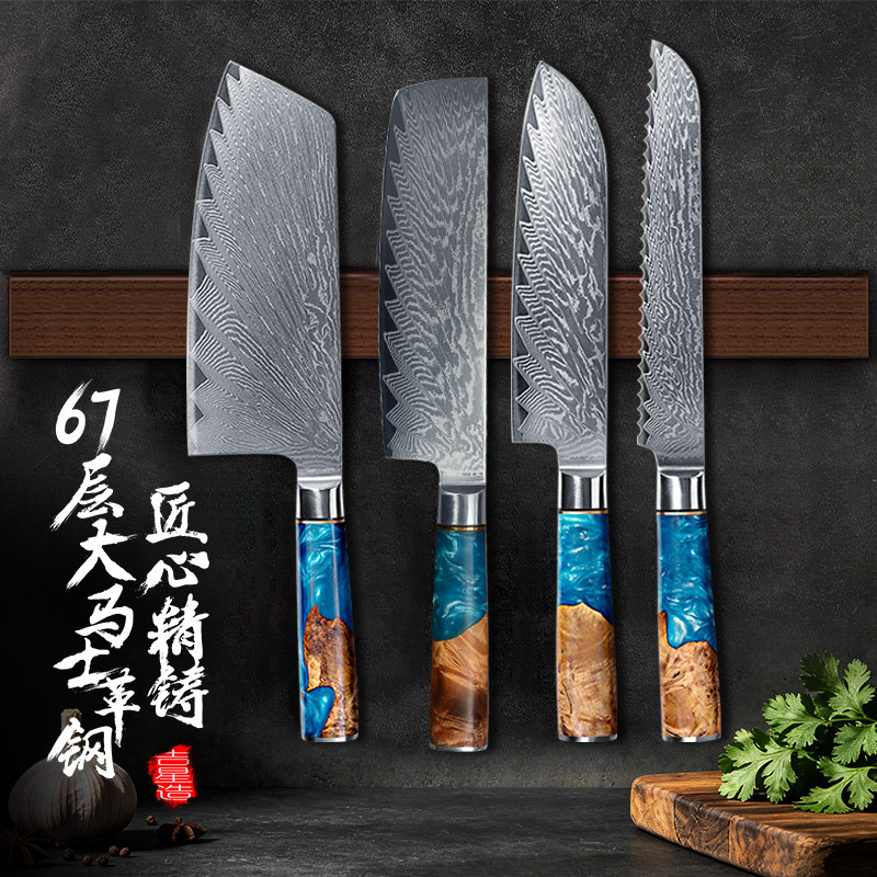 Damasco cuchillo conjunto resina estable madera afilado Cuchillo de cocina cuchillo de corte de carne sushi sashimi cuchillo de cocina Chef