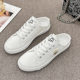 Canvas shoes new women's 2024 spring and autumn small white shoes flat board shoes lazy shoes a pedal half support wholesale