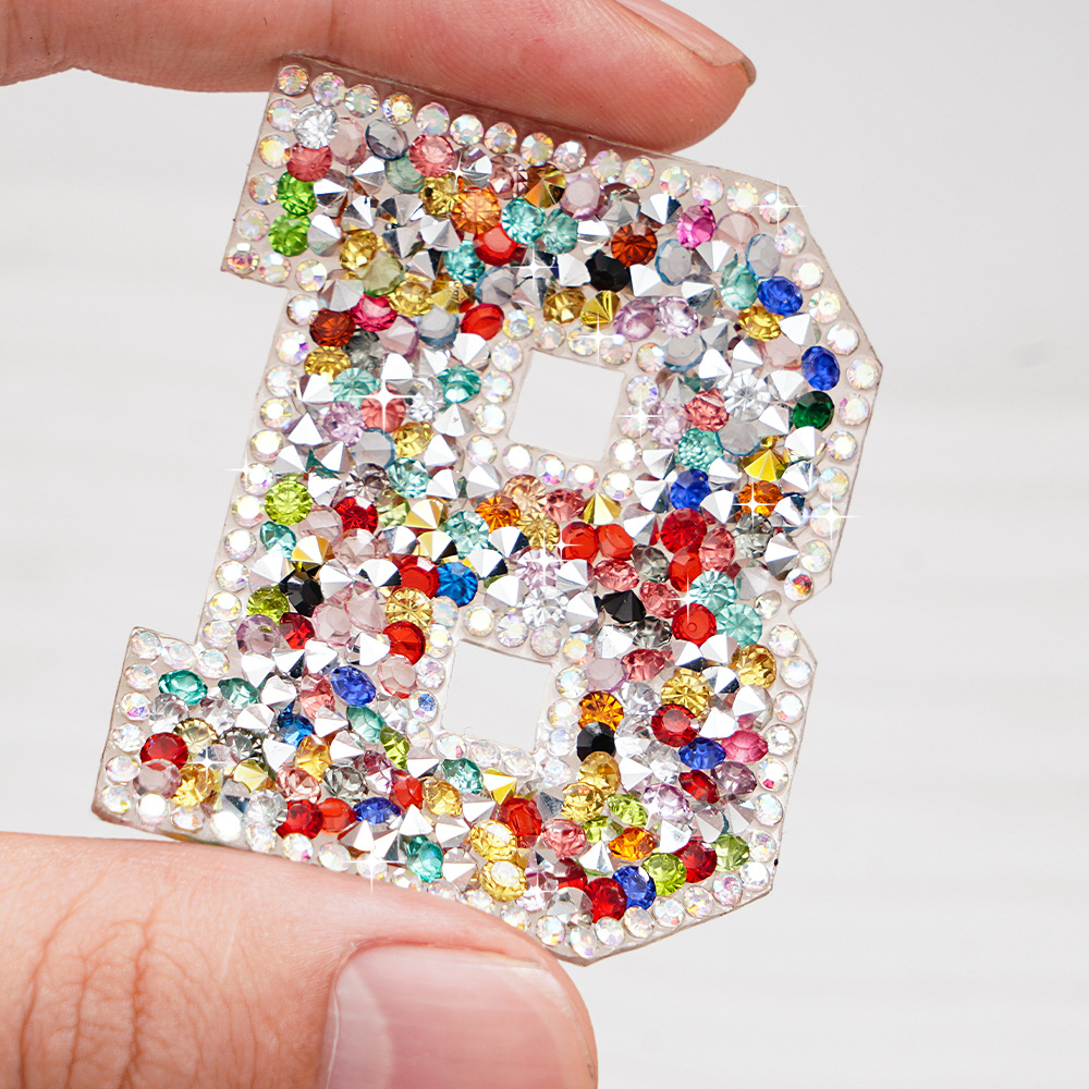 烫钻图案贴彩色水钻26个英文字母创意自粘胶箱包装饰DIY烫钻烫图
