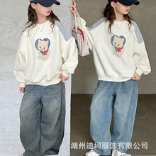 跨境女童秋装卫衣2025新款中大童洋气韩版女孩春秋卡通上衣外贸潮