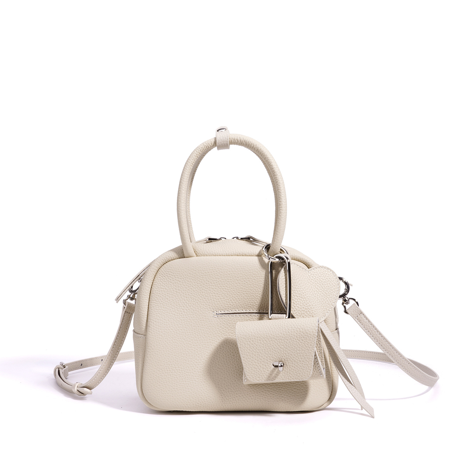 Litchi Grain Top Layer Cowhide Boston Bag New Women's Handbag Luxury Crossbody Lightweight Small Shoulder Bag - Thumbnail 8
