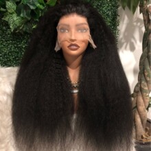 真人发前蕾丝假发顺发头套13x4 kinky straight yak wig工厂货源