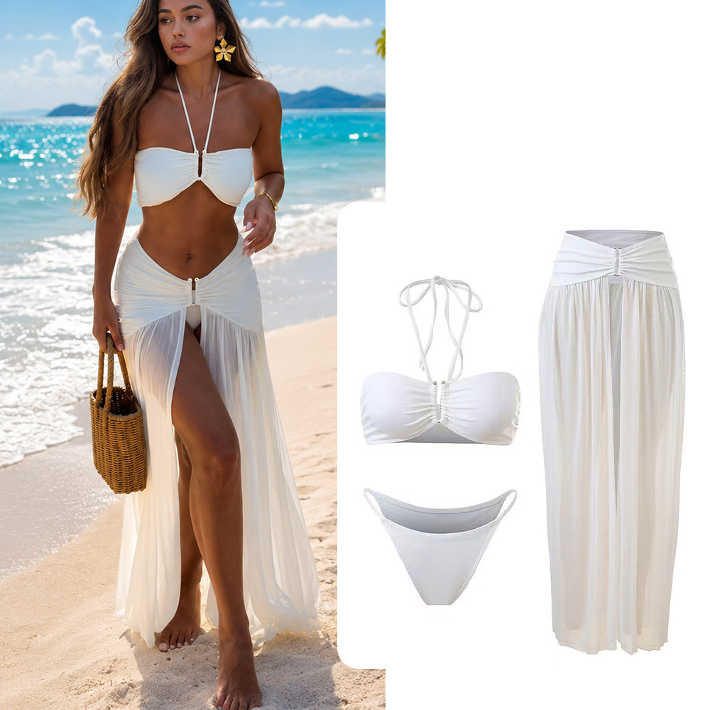 New Style Swimsuit for Women, European and American Style, Sexy Backless, Large Slit Beach Skirt, Split Bikini Swimsuit, Cross-Border Foreign Trade
