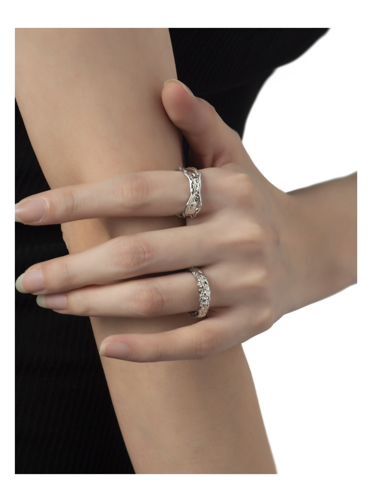 INS Style Geometric Copper Plating Rings 1 Piece