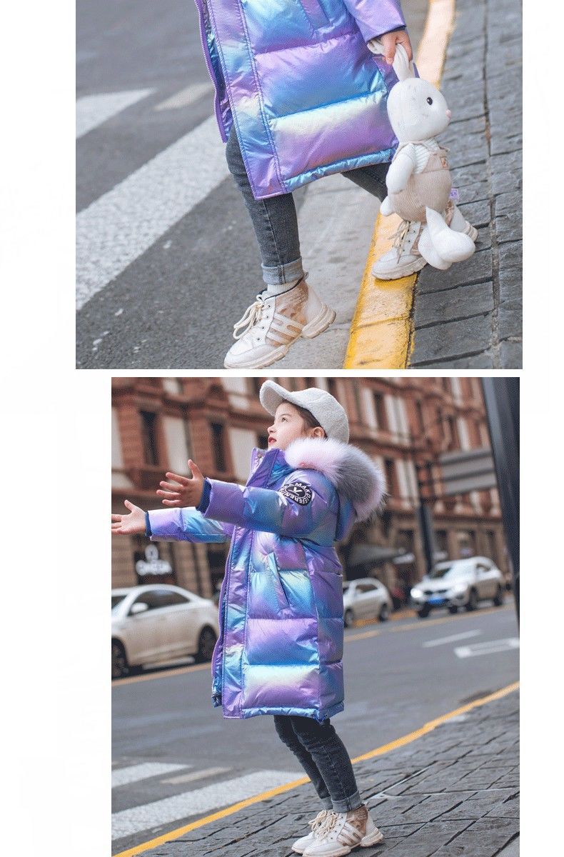 Kids' Clothing Children's Down Cotton Jacket For Baby Girls Mid Length Girls Middle And Large Children Stylish Shiny Winter Coat Cotton Jacket_voghion.com