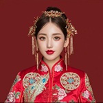 新娘秀禾头饰2021新款中式凤冠结婚古装发饰套装礼服龙凤褂配饰品