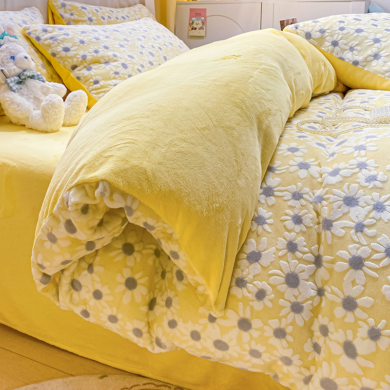 Funda de edredón de terciopelo de leche pieza individual 150x200x220 invierno más funda de edredón de terciopelo simple hoja de edredón de terciopelo de coral 4