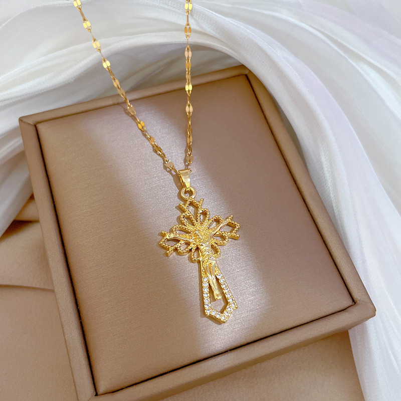 Collana a catena con micro diamanti per donna stile elegante_voghion.com