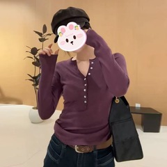 简约v领设计修身气质针织衫女2025秋季新款高级显瘦百搭正肩上衣
