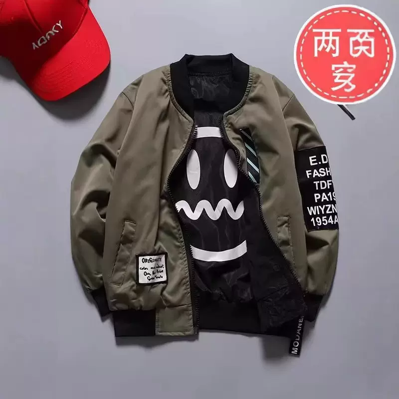跨境男装春装双面穿外套中大童2025春秋儿童棒球服夹克春秋新款