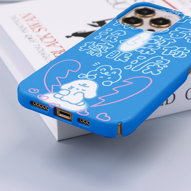 Fluorescent Blue Cool Apple 11 Phone 12promax/xs Film 8plus/xs Hard Case_voghion.com