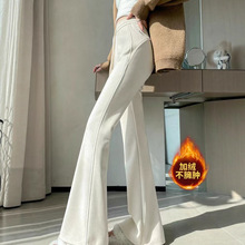 加绒加厚马蹄裤女秋冬2025新款高腰垂感小个子显瘦喇叭裤休闲卫裤