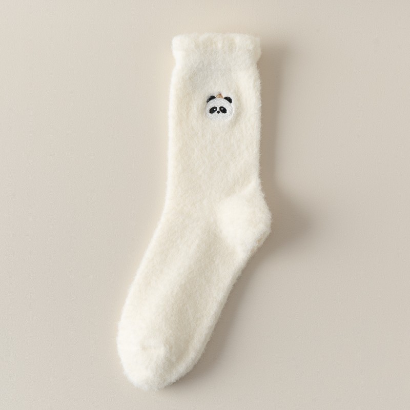Calcetines de nieve de felpa de coral de media caña para mujer, diseño de pata de gato, gruesos para mayor calidez, calcetines de casa para mujer, de otoño e invierno. image 43