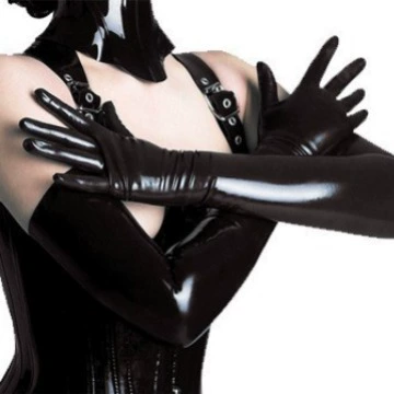 瑰云 Mirror PVC leather sexy patent leather sex glove long glue latex sex tight body nightclub dance SM