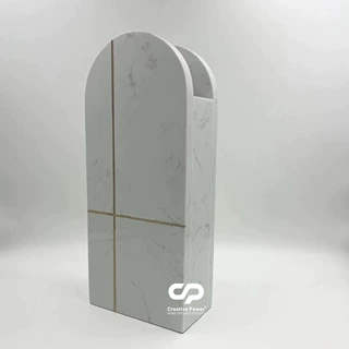 现代级简样间书房桌面摆件大理石花瓶客厅电视柜装饰品