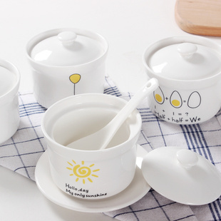 7K1 Ceramic Water-proof Stew Pot with Lid, Steamed Custard, Bird's Nest, Small Bowl, Shaxian Stew Pot, Household Mini Cup for One Person