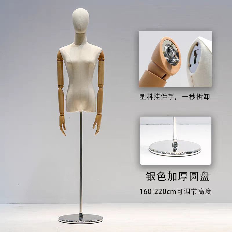Colgante tienda de ropa de mano accesorios de modelo ventana de ropa de mujer mitad líder plataforma de exhibición estante modelo de vestido de boda estante