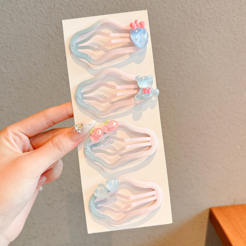 Pinza de pelo con flequillo de color dopamina, clip lateral, clip de pelo roto lateral, tocado de bebé para niños, clip de pico de pato, horquilla femenina